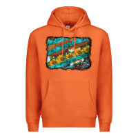Carrot western aztec sunflowers turquoise cowhide background Premium Hoodie - BarkalooDesign