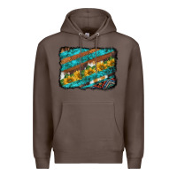 Coffee western aztec sunflowers turquoise cowhide background Premium Hoodie - BarkalooDesign
