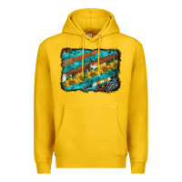 Lemon western aztec sunflowers turquoise cowhide background Premium Hoodie - BarkalooDesign