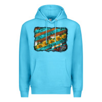 Ocean Blue western aztec sunflowers turquoise cowhide background Premium Hoodie - BarkalooDesign