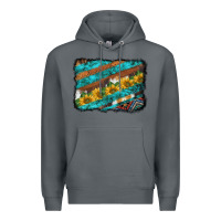 Rock western aztec sunflowers turquoise cowhide background Premium Hoodie - BarkalooDesign