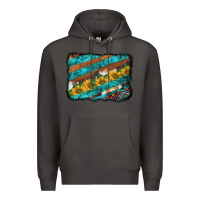 Smoke western aztec sunflowers turquoise cowhide background Premium Hoodie - BarkalooDesign