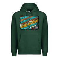 Sports Green western aztec sunflowers turquoise cowhide background Premium Hoodie - BarkalooDesign