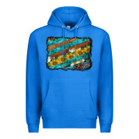 True Royal western aztec sunflowers turquoise cowhide background Premium Hoodie - BarkalooDesign