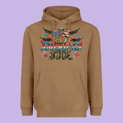 All American Dude 4th Of July Heavyweight Hoodie Designed By Cowgirlartshop
