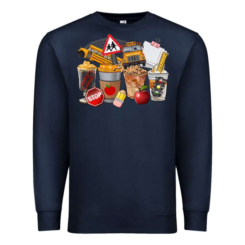 School Bus Coffee Cups Premium Sweatshirt by FaDigitalArtStudio | Teevron