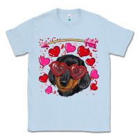 Dusty Blue valentine's day  dachshund puppy Classic Tee - RanaPortraitStore
