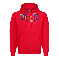 Red hippie Zipper Hoodie - Zillion Design Studio