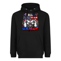 Black All American gamer 4th of july Heavyweight Hoodie - CowGirlArtShop