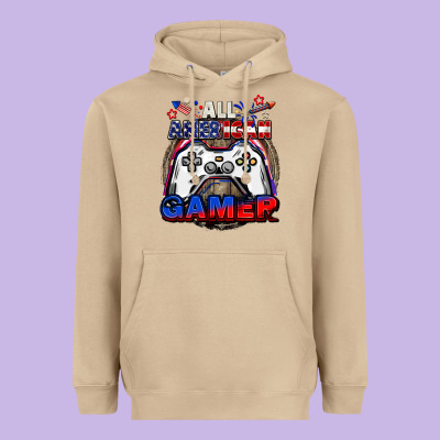All American Gamer 4th Of July Heavyweight Hoodie Designed By Cowgirlartshop