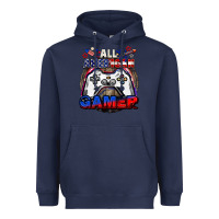 Navy All American gamer 4th of july Heavyweight Hoodie - CowGirlArtShop
