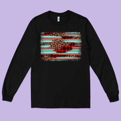 Leopard Serape Background Long Sleeve Tee Designed By Barkaloodesign