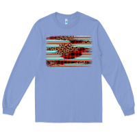 Colony Blue leopard serape background Long Sleeve Tee - BarkalooDesign