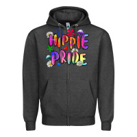 Charcoal Heather hippie pride Zipper Hoodie - Zillion Design Studio