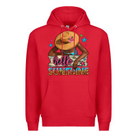 Red Hello sunshine Premium Hoodie - NancyCooperArtShop
