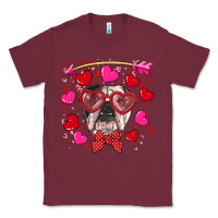 Burgundy Valentine's day  english bulldog Classic Tee - RanaPortraitStore