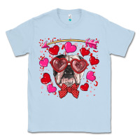 Dusty Blue Valentine's day  english bulldog Classic Tee - RanaPortraitStore