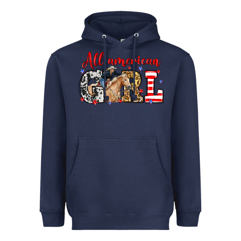 All American Girl With Cowgirl Heavyweight Hoodie by Neo Western | Teevron