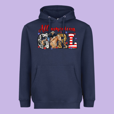 All American Girl With Cowgirl Heavyweight Hoodie Designed By Neo Western