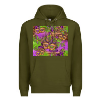 Army Green mardi gras carnival masks and fleur de lis Premium Hoodie - Jasminsmagicworld