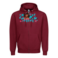 Burgundy girl mom afro black girl Zipper Hoodie - texasbilliewilder