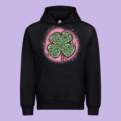 Leopard Shamrocks With Hearts Urban Hoodie Designed By Maliassmallbusiness