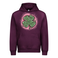 Mauve Wine leopard shamrocks with hearts Urban Hoodie - MaliasSmallBusiness