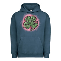 Pigment Midnight Navy leopard shamrocks with hearts Urban Hoodie - MaliasSmallBusiness