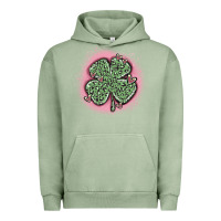Pigment Oil Green leopard shamrocks with hearts Urban Hoodie - MaliasSmallBusiness