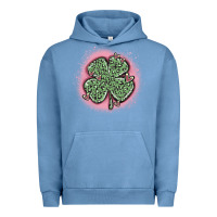 Pigment Pebble Blue leopard shamrocks with hearts Urban Hoodie - MaliasSmallBusiness