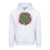 White leopard shamrocks with hearts Urban Hoodie - MaliasSmallBusiness