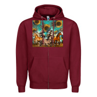 Burgundy western horses Zipper Hoodie - Zillion Design Studio