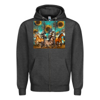 Charcoal Heather western horses Zipper Hoodie - Zillion Design Studio