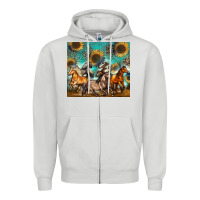 Dove Grey western horses Zipper Hoodie - Zillion Design Studio