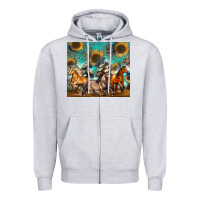 Heather Grey western horses Zipper Hoodie - Zillion Design Studio