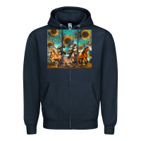 Navy western horses Zipper Hoodie - Zillion Design Studio