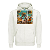 Oatmeal Heather western horses Zipper Hoodie - Zillion Design Studio