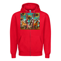 Red western horses Zipper Hoodie - Zillion Design Studio