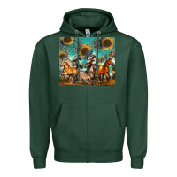 Sports Green western horses Zipper Hoodie - Zillion Design Studio