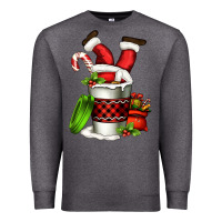 Charcoal Heather Santa claus in a coffee cup Premium Sweatshirt - FaDigitalArtStudio
