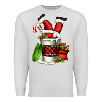 Dove Grey Santa claus in a coffee cup Premium Sweatshirt - FaDigitalArtStudio