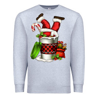 Heather Grey Santa claus in a coffee cup Premium Sweatshirt - FaDigitalArtStudio