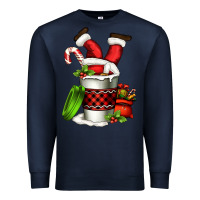 Navy Santa claus in a coffee cup Premium Sweatshirt - FaDigitalArtStudio