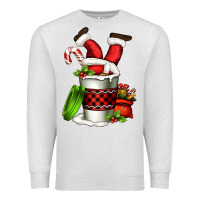 Oatmeal Heather Santa claus in a coffee cup Premium Sweatshirt - FaDigitalArtStudio