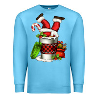 Ocean Blue Santa claus in a coffee cup Premium Sweatshirt - FaDigitalArtStudio