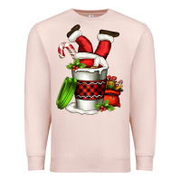 Pale Pink Santa claus in a coffee cup Premium Sweatshirt - FaDigitalArtStudio