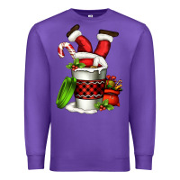 Purple Santa claus in a coffee cup Premium Sweatshirt - FaDigitalArtStudio