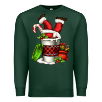 Sports Green Santa claus in a coffee cup Premium Sweatshirt - FaDigitalArtStudio