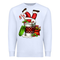 White Santa claus in a coffee cup Premium Sweatshirt - FaDigitalArtStudio