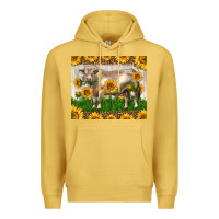 Antique Gold Western Charolais Bull With Sunflowers Premium Hoodie - LillyAllenDesigns